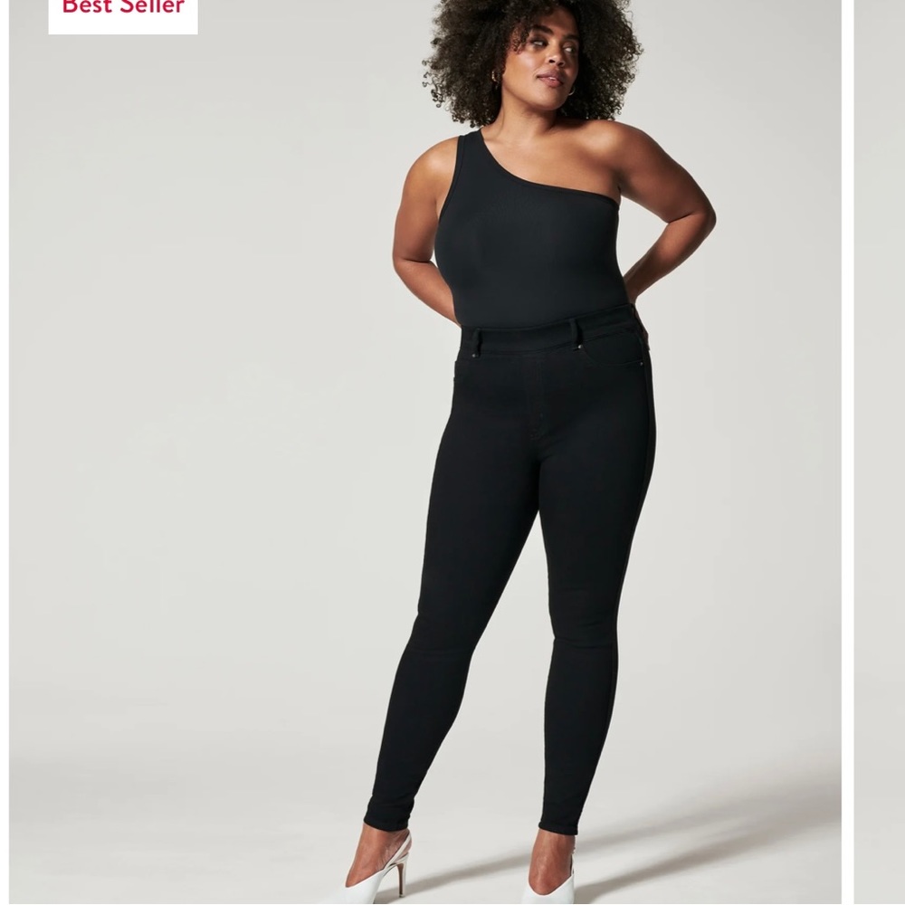 SPANX 1X Reg Ankle Skinny Jeans in Clean Black High Waist